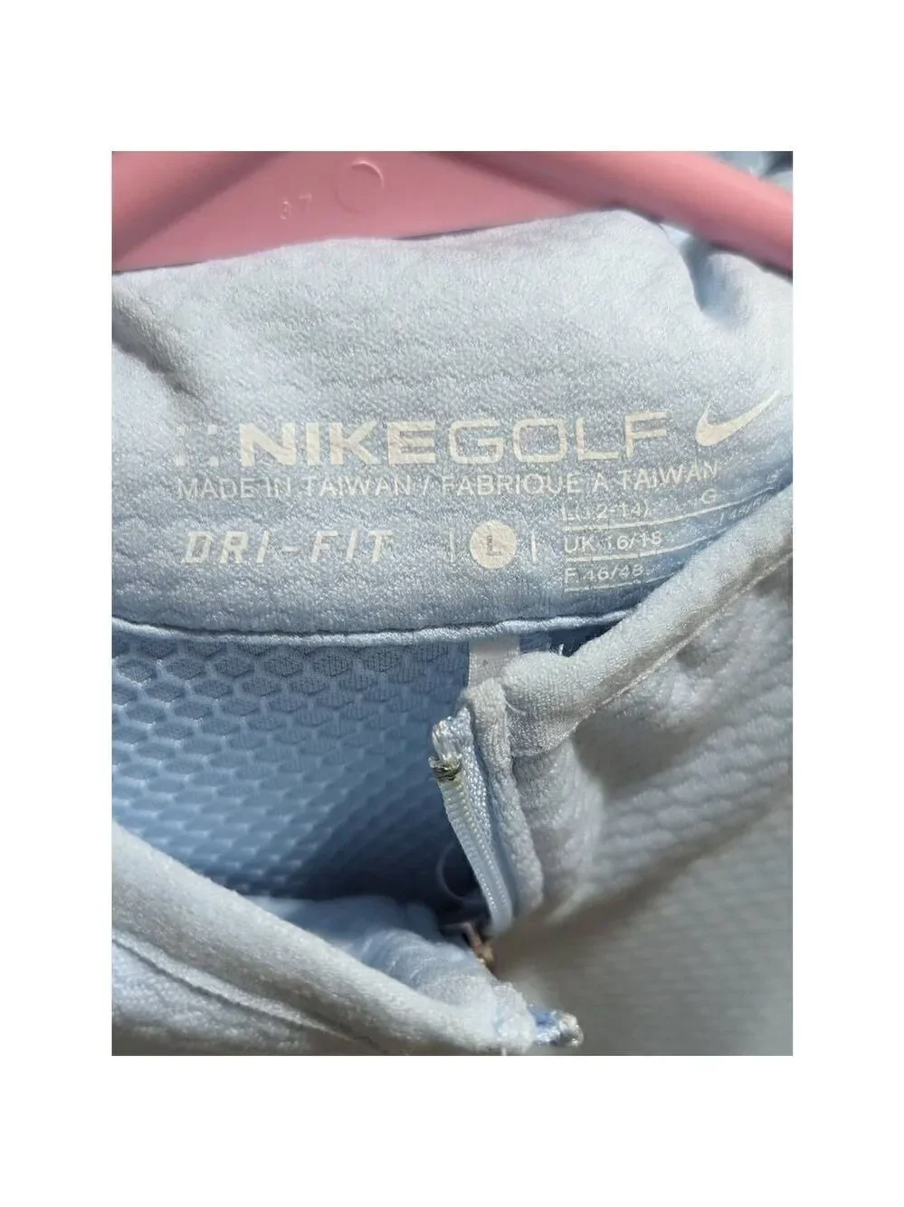 Nike Golf Women's Light Blue Dri-Fit 1/4 Zip Textured Pull-Over Sweatshirt Large